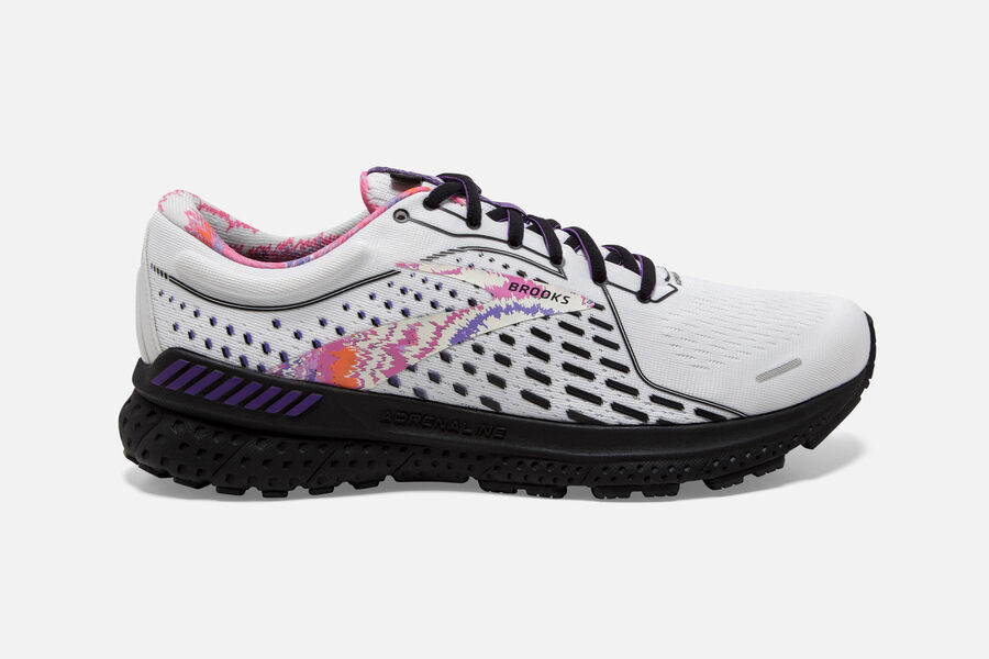 Brooks Adrenaline GTS 21 Road Running Shoes Mens White/Black/Purple 321654-JIS